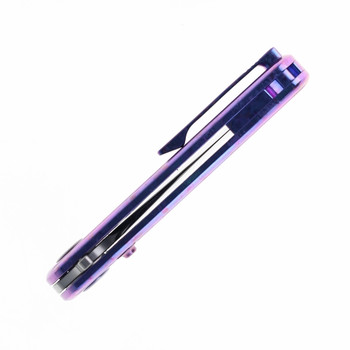 Critcal Strike Starfall Folding Knife Purple Crystallized Titanium Handle LC200N Plain Edge Satin Finish SL601-PL
