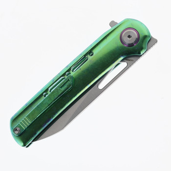 Critical Strike Starfall Folding Knife Green Crystallized Titanium Handle LC200N Drop Point Plain Edge Satin Finish SL601-GN