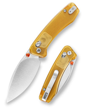 Trivisa Koala-YP Folding Knife Yellow Ultem Handle N690 Drop Point Plain Edge Satin Finish