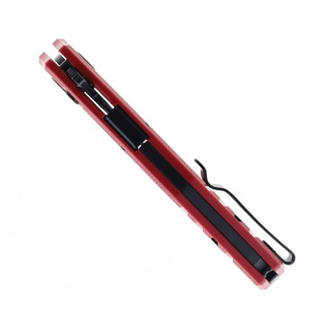 Critical Strike Rowdy Folding Knife Red G10 Handle VG-10 Drop Point Plain Edge Black Finish B508-RDBF