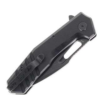 Critical Strike Rowdy Folding Knife Black G10 Handle VG-10 Drop Point Plain Edge Black Stonewash Finish B508-BKBW