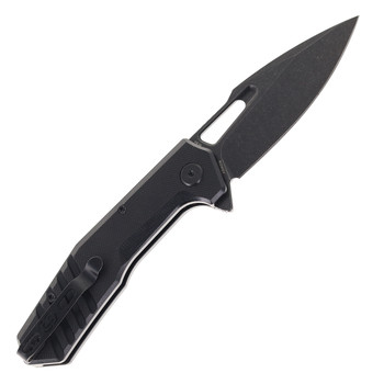 Critical Strike Rowdy Folding Knife Black G10 Handle VG-10 Drop Point Plain Edge Black Stonewash Finish B508-BKBW