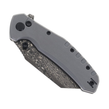 Critical Strike Shamu Folding Knife Gray G10 Handle Damascus Plain Edge B510-GRTM