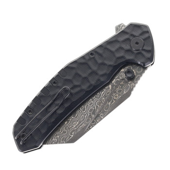 Critical Strike Shamu Folding Knife Black G10 Handle Damascus Plain Edge B510-BKTM