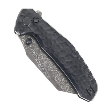 Critical Strike Shamu Folding Knife Black G10 Handle Damascus Plain Edge B510-BKTM
