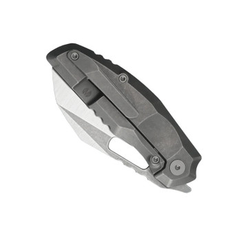Molsect Decay Folding Knife Silver Carbon Fiber/Titanium Handle S90V Sheepsfoot Plain Edge Stonewash/Belt Satin Finish MUC808DS