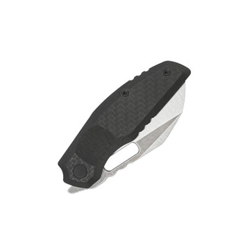 Molsect Decay Folding Knife Black Carbon Fiber/Titanium Handle S90V Plain Edge Stonewash/Belt Satin Finish MUC808DC