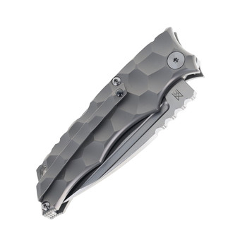 Midgards Messer Folding Knife Gray Titanium Handle 14C28N Drop Point Plain Edge Satin Finish MM-KEY-KNF-FLD