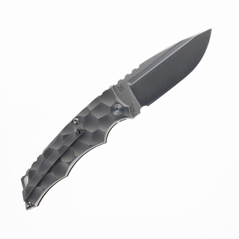 Midgards Messer Folding Knife Gray Titanium Handle 14C28N Drop Point Plain Edge Satin Finish MM-KEY-KNF-FLD