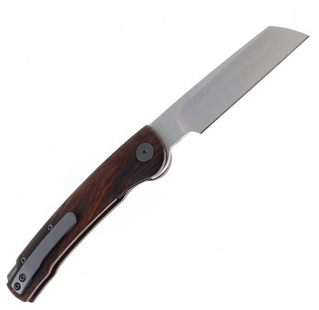 Open Box/ Return Petrified Fish Folding Knife Desert Ironwood Handle 154CM Plain Edge Satin Finish PF-E04-IWO