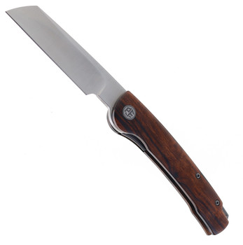 Open Box/ Return Petrified Fish Folding Knife Desert Ironwood Handle 154CM Plain Edge Satin Finish PF-E04-IWO