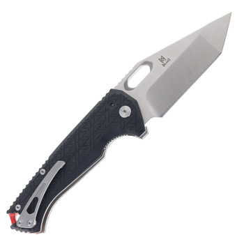 Midgards Messer Folding Knife Black G10 Handle 14C28N Tanto Plain Edge Satin Finish MM-VRDO-TNTO-FLD