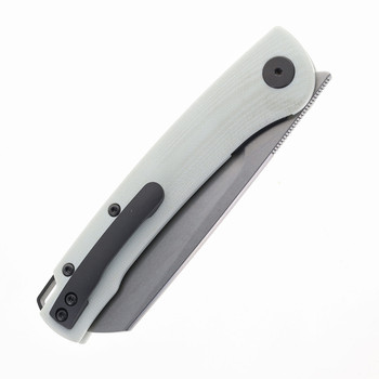 Open Box/Return Petrified Fish Scholar Pocket Knife Stonewashed 154CM Blade White G10 Handle PFE04-WW