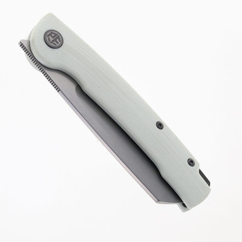 Open Box/Return Petrified Fish Scholar Pocket Knife Stonewashed 154CM Blade White G10 Handle PFE04-WW