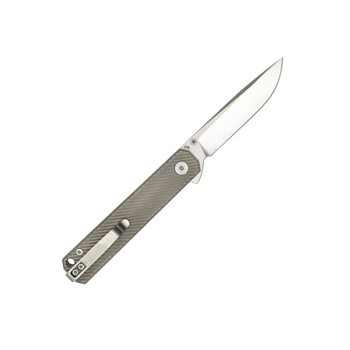 Cobratec Rook Folding Knife Black Titanium Handle Black Blade VG-10 Plain Edge Satin Finish CTROOKVG10STN