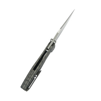 KB Classico Folding Knife Flame Titanium Handle M390 Clip Point Plain Edge Belt Satin Finish KB478B
