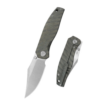 KB Classico Folding Knife Flame Titanium Handle M390 Clip Point Plain Edge Belt Satin Finish KB478B