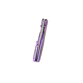 KB Classico Folding Knife Purple Crystallized Titanium Handle M390 Clip Point Plain Edge Belt Satin Finish KB478D