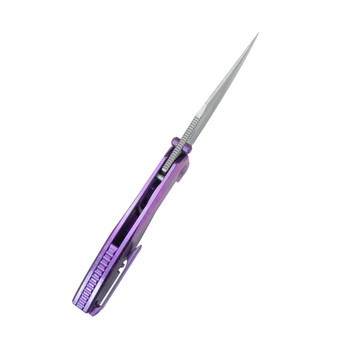 KB Classico Folding Knife Purple Crystallized Titanium Handle M390 Clip Point Plain Edge Belt Satin Finish KB478D