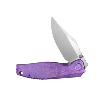 KB Classico Folding Knife Purple Crystallized Titanium Handle M390 Clip Point Plain Edge Belt Satin Finish KB478D