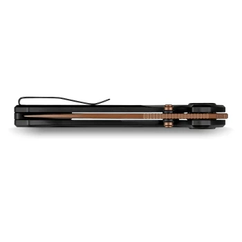 Vosteed Zander Folding Knife Black Aluminum Handle S35VN Modified Drop Point Plain Edge Copper Dune Finish A4601