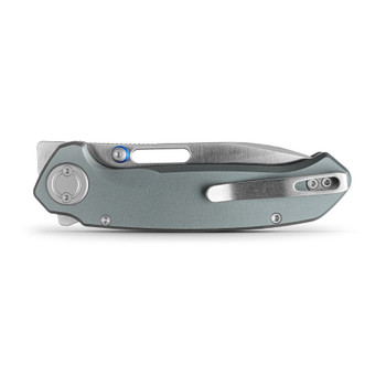 Vosteed Zander Folding Knife Gray Aluminum Handle S35VN Modified Drop Point Plain Edge Satin Finish A4605