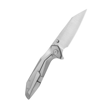 KB Nova Folding Knife Sandblast Gray Titanium Handle M390 Plain Edge Belt Satin Finish KB495A