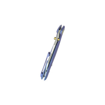 KB Nova Folding Knife Blurple Titanium Handle M390 Reverse Tanto Plain Edge Belt Satin Finish KB495C