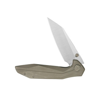 KB Nova Folding Knife Bronze Titanium Handle M390 Reverse Tanto Plain Edge Belt Satin Finish KB495D