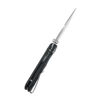 Kubey Iguana Folding Knife Black G10 Handle D2 Drop Point Plain Edge Satin Finish KU503A