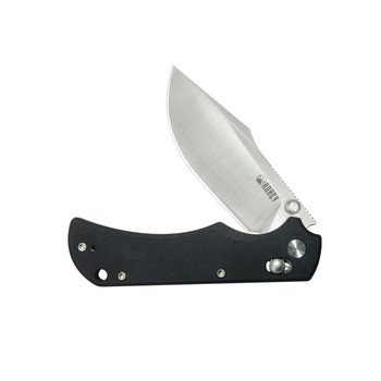 Kubey Iguana Folding Knife Black G10 Handle D2 Drop Point Plain Edge Satin Finish KU503A