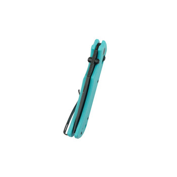 Kubey Iguana Folding Knife Aqua Blue G10 Handle D2 Drop Point Plain Edge Blackwash Finish KU503C