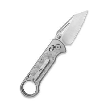 GEO Folding Knife Gray Titanium Handle M390 Drop Point Plain Hand Rubbed Satin/Stonewash Finish GEO2511A