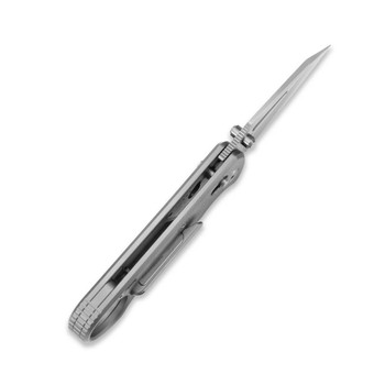 GEO Folding Knife Gray Titanium Handle M390 Drop Point Plain Hand Rubbed Satin/Stonewash Finish GEO2511A