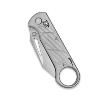 GEO Folding Knife Gray Titanium Handle M390 Drop Point Plain Hand Rubbed Satin/Stonewash Finish GEO2511A