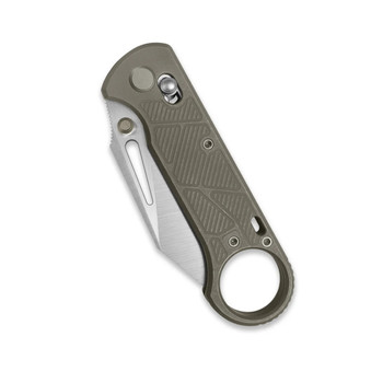 GEO Folding Knife Bronze Titanium Handle M390 Drop Point Plain Hand Rubbed Satin Stonewash Blade GEO2511C