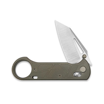 GEO Folding Knife Bronze Titanium Handle M390 Drop Point Plain Hand Rubbed Satin Stonewash Blade GEO2511C