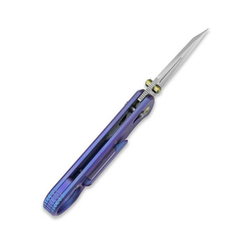 GEO Knife Folding Knife Purple Titanium Handle M390 Drop Point Plain Edge Hand Rubbed Satin Stonewash GEO2511D