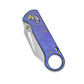 GEO Knife Folding Knife Purple Titanium Handle M390 Drop Point Plain Edge Hand Rubbed Satin Stonewash GEO2511D