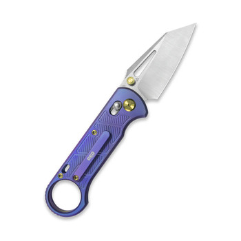 GEO Knife Folding Knife Purple Titanium Handle M390 Drop Point Plain Edge Hand Rubbed Satin Stonewash GEO2511D