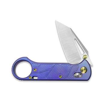 GEO Knife Folding Knife Purple Titanium Handle M390 Drop Point Plain Edge Hand Rubbed Satin Stonewash GEO2511D