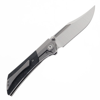 Gecko Dune Folding Knife Black Marble Carbon Fiber Handle M390 Bowie Plain Edge Belt Satin Finish GCKW-Dune-A1 (pre-order)