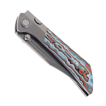 Gecko Dune Folding Knife Orange G-Mascus Handle M390 Bowie Plain Edge Stonewash Finish GCKW-Dune-A6