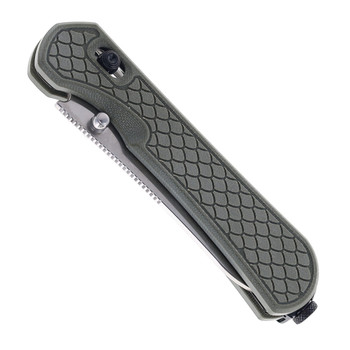 (Chipped Tip) Open Box/Returned Piratech Kraki Lite Folding Knife Green G10 Handle S30V Drop Point Plain Edge Satin Finish