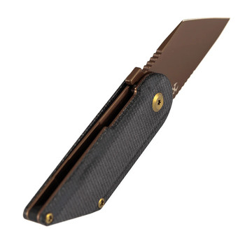 Kansept Folding Knife Black Micarta Handle 154CM Tanto Plain Edge Rose Gold Finish T2045A2