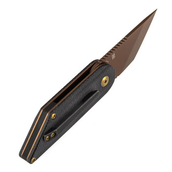 Kansept Folding Knife Black Micarta Handle 154CM Tanto Plain Edge Rose Gold Finish T2045A2