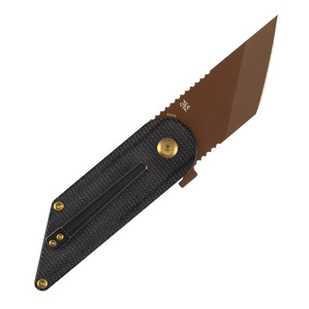 Kansept Folding Knife Black Micarta Handle 154CM Tanto Plain Edge Rose Gold Finish T2045A2