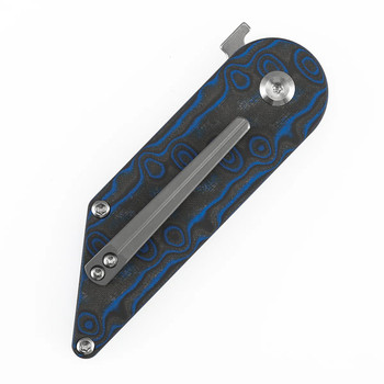 Kansept Dash Folding Knife Blue/Yellow Vortex Micarta Handle 154CM Tanto Plain Stonewashed Blade T2045A3