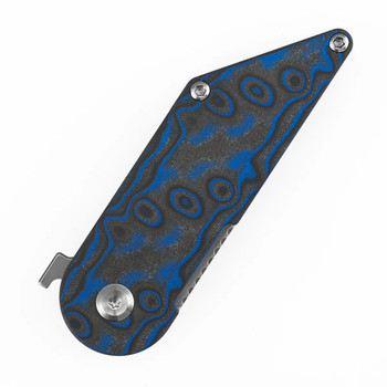 Kansept Dash Folding Knife Blue/Yellow Vortex Micarta Handle 154CM Tanto Plain Stonewashed Blade T2045A3
