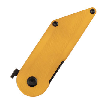 Kansept Dash Folding Knife Yellow G10 Handle 154CM Tanto Plain Edge Blackwash Finish T2045A4